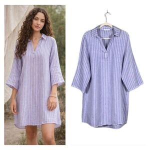 Tempo Paris  100% Linen Maxi Dress Large Lagom Minimalist Coastal Italy Bohemian